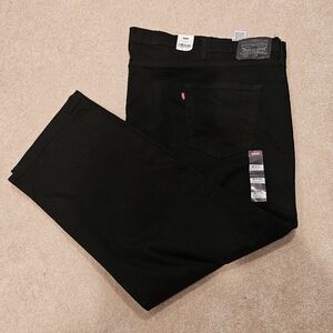 NWT Men's LEVI'S Black Denim Jeans 60x30 Zip Fly 502 Stretch